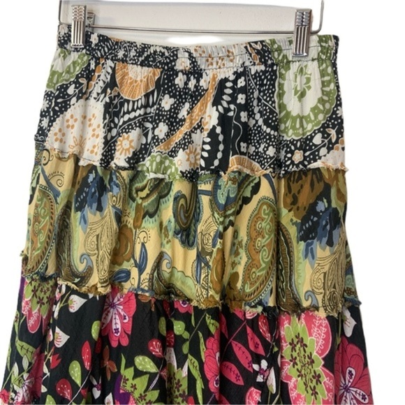 Vintage Tiara Peasant Cottage Core Floral Paisley Cotton Colorful Maxi Skirt - Picture 2 of 15